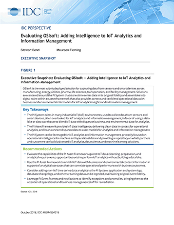 IDC Perspecitve: Evaluating OSIsoft (Adding Intelligence to IoT Analytics and Information Management)